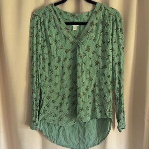 Hinge Green Long Sleeve Blouse Women’s Size XS